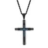 ROBERT ALTON ROBERT ALTON 1/10CTW BLUE DIAMOND STAINLESS STEEL WHITE & BLACK CROSS PENDANT