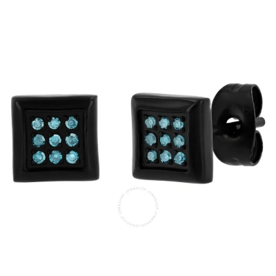 Robert Alton 1/10ctw Blue Diamond Stainless Steel With Black Finish Stud Earrings