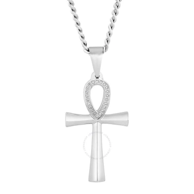 Robert Alton 1/10ctw Diamond Stainless Steel Ankh Pendant In White