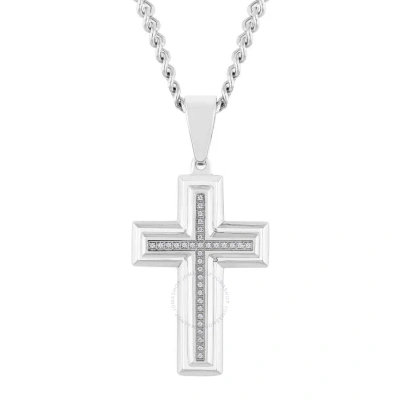 Robert Alton 1/10ctw Diamond Stainless Steel Cross Pendant In White