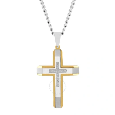 Robert Alton 1/10ctw Diamond Stainless Steel With Yellow Finish Cross Pendant In White