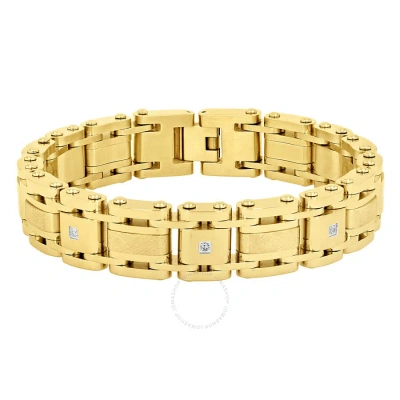 Robert Alton 1/10ctw Diamond Stainless Steel With Yellow Finish Men's Link Bracelet