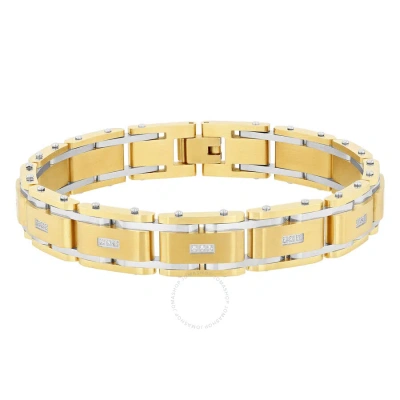 Robert Alton 1/10ctw Diamond Stainless Steel With Yellow Finish Men's Link Bracelet