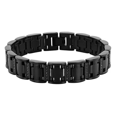 Robert Alton 1/2 Ctw Black Stainless Steel Link Bracelet With Black Diamonds