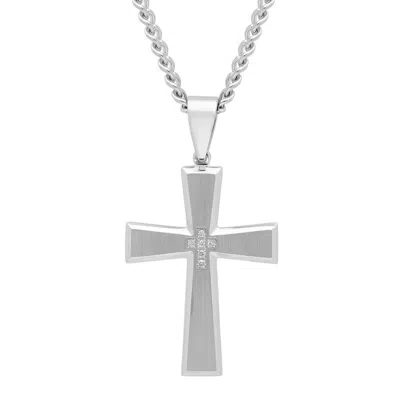Robert Alton 1/20 Ctw Stainless Steel Men's Diamond Cross Necklace In Silver Tone
