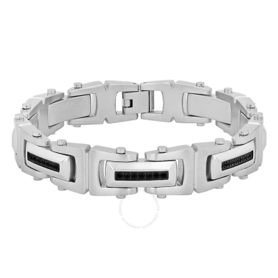 Robert Alton 1/2ctw Black Diamond Stainless Steel Men's Link Bracelet In Two-tone