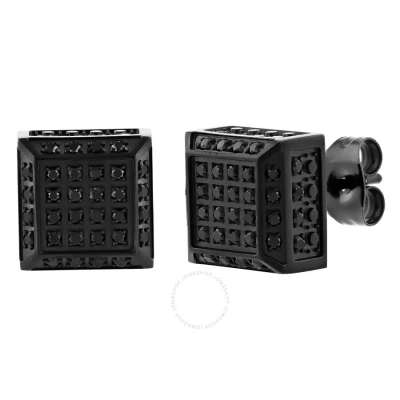 Robert Alton 1/2ctw Black Diamond Stainless Steel With Black Finish Men's Cube Earrings