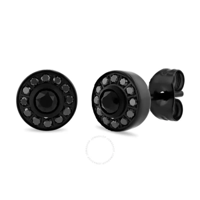 Robert Alton 1/2ctw Black Diamond Stainless Steel With Black Finish Men's Round Earrings