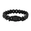 Robert Alton 1/2ctw Black Diamond Stainless Steel With Matte Black Finish Men's Link Bracelet In Black