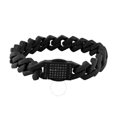 Robert Alton 1/2ctw Black Diamond Stainless Steel With Matte Black Finish Men's Link Bracelet