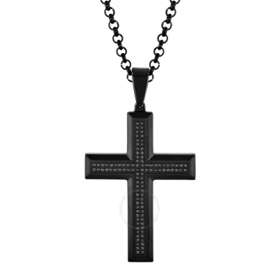 Robert Alton 1/2ctw Black Diamond With Black Finish Stainless Steel Cross Pendant