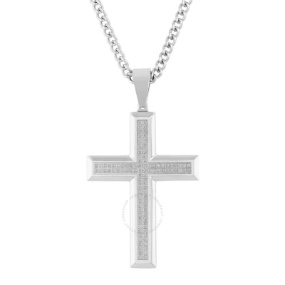 Robert Alton 1/2ctw Diamond Stainless Steel Cross Pendant In Neutral