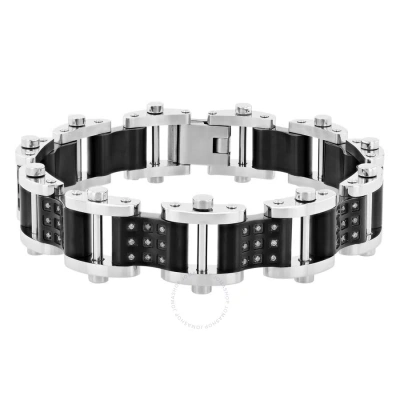 Robert Alton 1/2ctw Diamond Stainless Steel With Black Finish Men's Link Bracelet In Two-tone