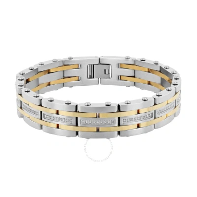 Robert Alton 1/2ctw Diamond Stainless Steel With Yellow Finish Men's Link Bracelet In Silver-tone
