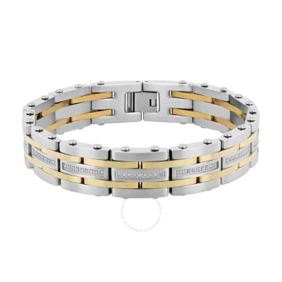 Robert Alton 1/2ctw Diamond Stainless Steel With Yellow Finish Men's Link Bracelet In Gray