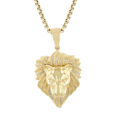 Robert Alton 1/3ctw Diamond Stainless Steel With Yellow Finish Lion Pendant In White