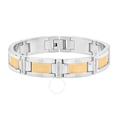 Robert Alton 1/3ctw Diamond Stainless Steel With Yellow Finish Men's Link Bracelet In Two-tone