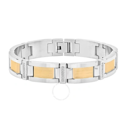 Robert Alton 1/3ctw Diamond Stainless Steel With Yellow Finish Men's Link Bracelet In Metallic