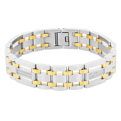 Robert Alton 1/4 Ctw Men's Stainless Steel Bracelet With Diamonds In Two Tone