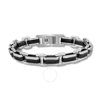 Robert Alton 1/4ctw Black Diamond Stainless Steel Two-tone Men's Link Bracelet