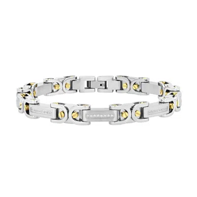 Robert Alton 1/4ctw Diamond Stainless Steel & Yellow Finish Link Bracelet In Two Tone