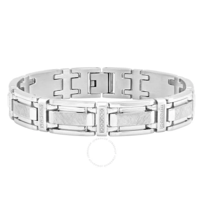 Robert Alton 1/4ctw Diamond Stainless Steel Men's Link Bracelet In Silver-tone