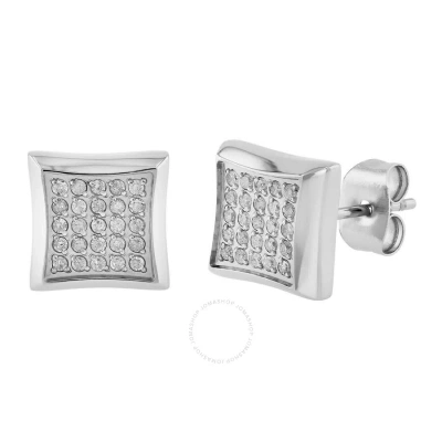 Robert Alton 1/4ctw Diamond Stainless Steel Men's Square Stud Earrings In Metallic