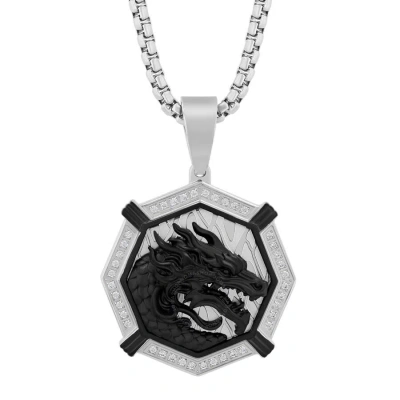 Robert Alton 1/4ctw Diamond Stainless Steel With Black Finish Dragon Pendant In Two-tone