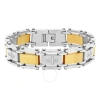 ROBERT ALTON ROBERT ALTON 1/4CTW DIAMOND STAINLESS STEEL WITH YELLOW FINISH MEN'S CROSS LINK BRACELET