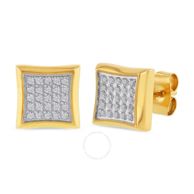 Robert Alton 1/4ctw Diamond Stainless Steel With Yellow Finish Men's Square Stud Earrings In Gold