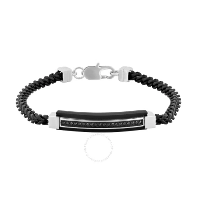 Robert Alton 1/5ctw Black Diamond Stainless Steel With Black Finish Men's Id Bracelet