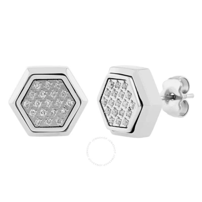Robert Alton 1/5ctw Diamond Stainless Steel Hexagon Stud Earrings In White