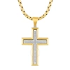 ROBERT ALTON ROBERT ALTON 1/5CTW DIAMOND STAINLESS STEEL WITH YELLOW FINISH CROSS PENDANT