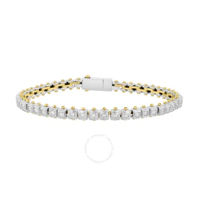 Robert Alton 1.5ctw Diamond Stainless Steel With Yellow Finish Cushion Link Bracelet
