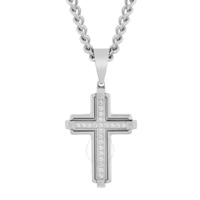 Robert Alton 1/6ctw Diamond Stainless Steel Cross Pendant