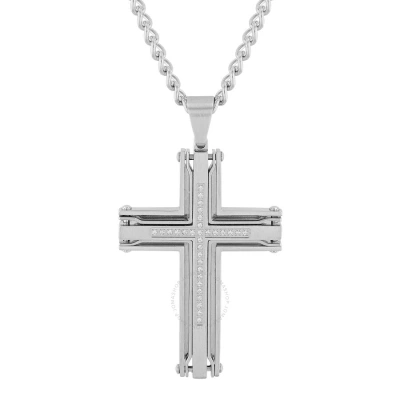 Robert Alton 1/6ctw Diamond Stainless Steel Cross Pendant In White