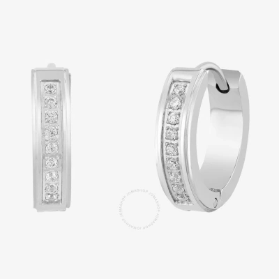 Robert Alton 1/6ctw Diamond Stainless Steel Huggie Earrings In White