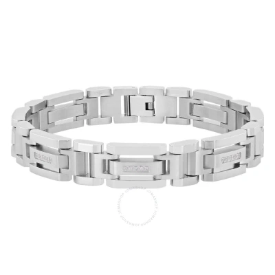 Robert Alton 1/6ctw Diamond Stainless Steel Men's H-link Bracelet In Silver-tone