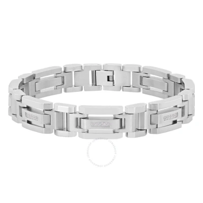 Robert Alton 1/6ctw Diamond Stainless Steel Men's H-link Bracelet In Metallic