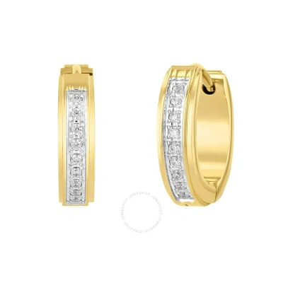 Robert Alton 1/6ctw Diamond Stainless Steel With Yellow Finish Huggie Earrings In Neutral