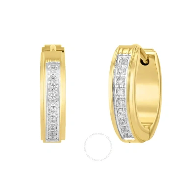 Robert Alton 1/6ctw Diamond Stainless Steel With Yellow Finish Huggie Earrings