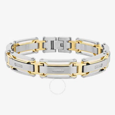 Robert Alton 1/6ctw Diamond Stainless Steel Yellow Finish Link Bracelet In Multi