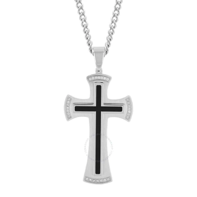 Robert Alton 1/8ctw Diamond Stainless Steel & Resin Cross Pendant In White