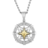 ROBERT ALTON ROBERT ALTON 1/8CTW DIAMOND STAINLESS STEEL WITH YELLOW FINISH COMPASS PENDANT