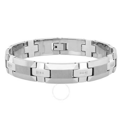 Robert Alton 1/8ctw Diamond Tungsten High Polish Men's Link Bracelet In White