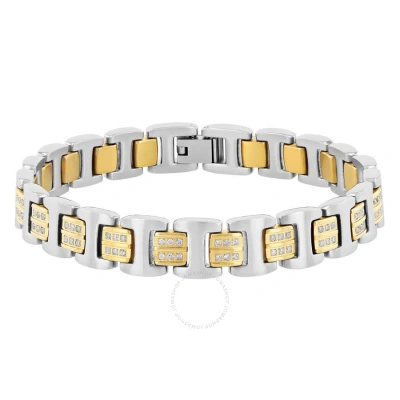 Robert Alton 1ct Diamond Stainless Steel With Yellow Finish Men's Link Bracelet In Two-tone
