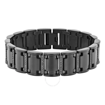 Robert Alton 1ctw Black Diamond Stainless Steel With Black Finish Men's Link Bracelet
