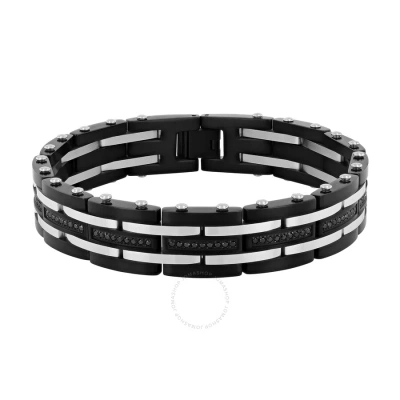 Robert Alton 1ctw Black Diamond Stainless Steel With Black Finish Men's Link Bracelet