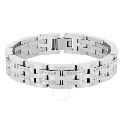 Robert Alton 3/4ctw Diamond Stainless Steel Men's Panther Link Bracelet In Silver-tone