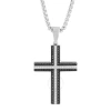 ROBERT ALTON ROBERT ALTON 3/4CTW DIAMOND STAINLESS STEEL WITH BLACK &WHITE CROSS PENDANT